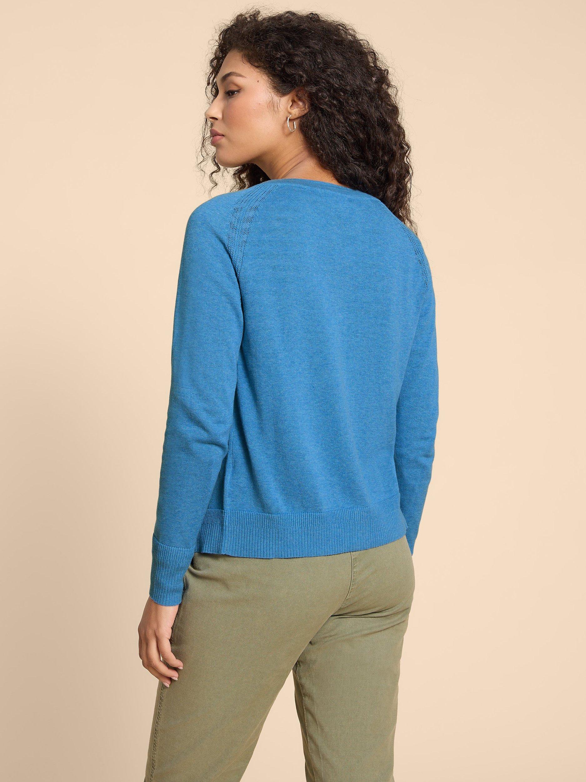 Product image 2 of 7, which shows White Stuff Dehlia Lulul Organic Cotton Cardigan, Blue, 6