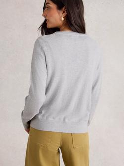 White Stuff Lulu Organic Cotton Cardigan - view 2, Grey Marl