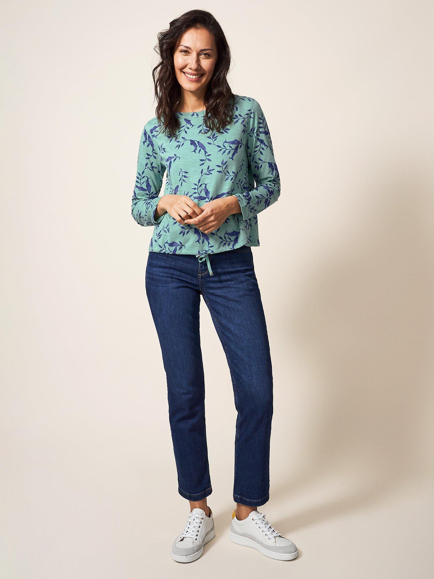 White Stuff Tippie Tie Hem Cotton Top, Teal