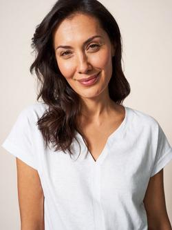 White Stuff Nelly Notch Neck T-Shirt - view 2, Plain White