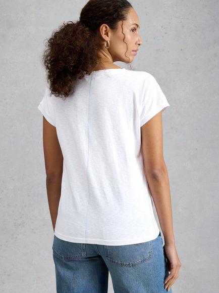 White Stuff Nelly Notch Neck T-Shirt - view 2, Plain White
