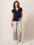 White Stuff Nelly Notch Neck T-Shirt, Dark Navy