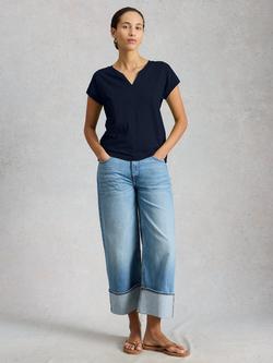 White Stuff Nelly Notch Neck T-Shirt, Dark Navy