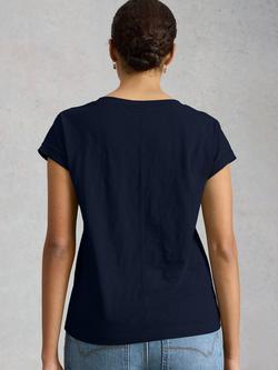 White Stuff Nelly Notch Neck T-Shirt - view 2, Dark Navy