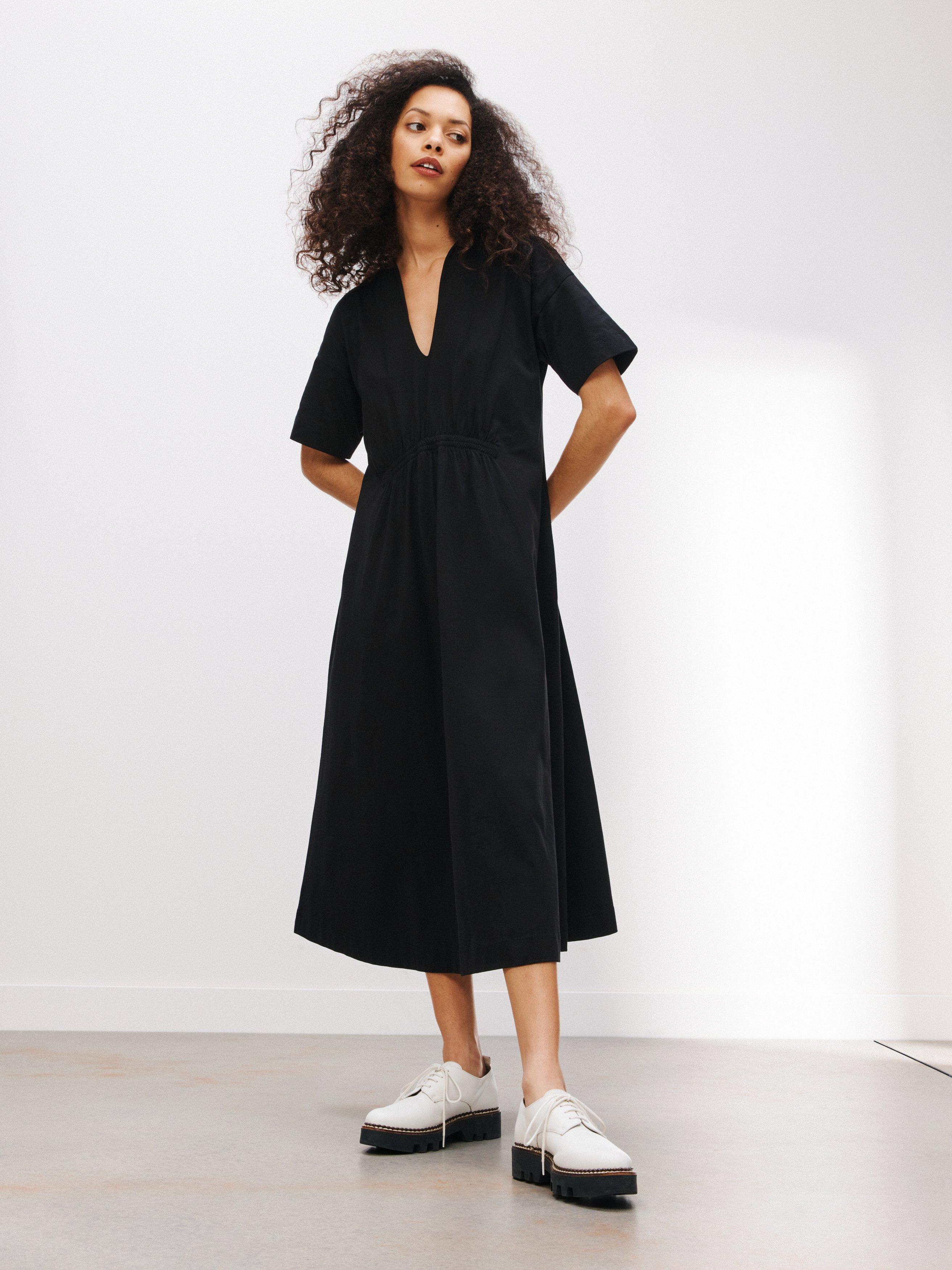 Kin Plain Gathered Waist Jersey Dress, Black