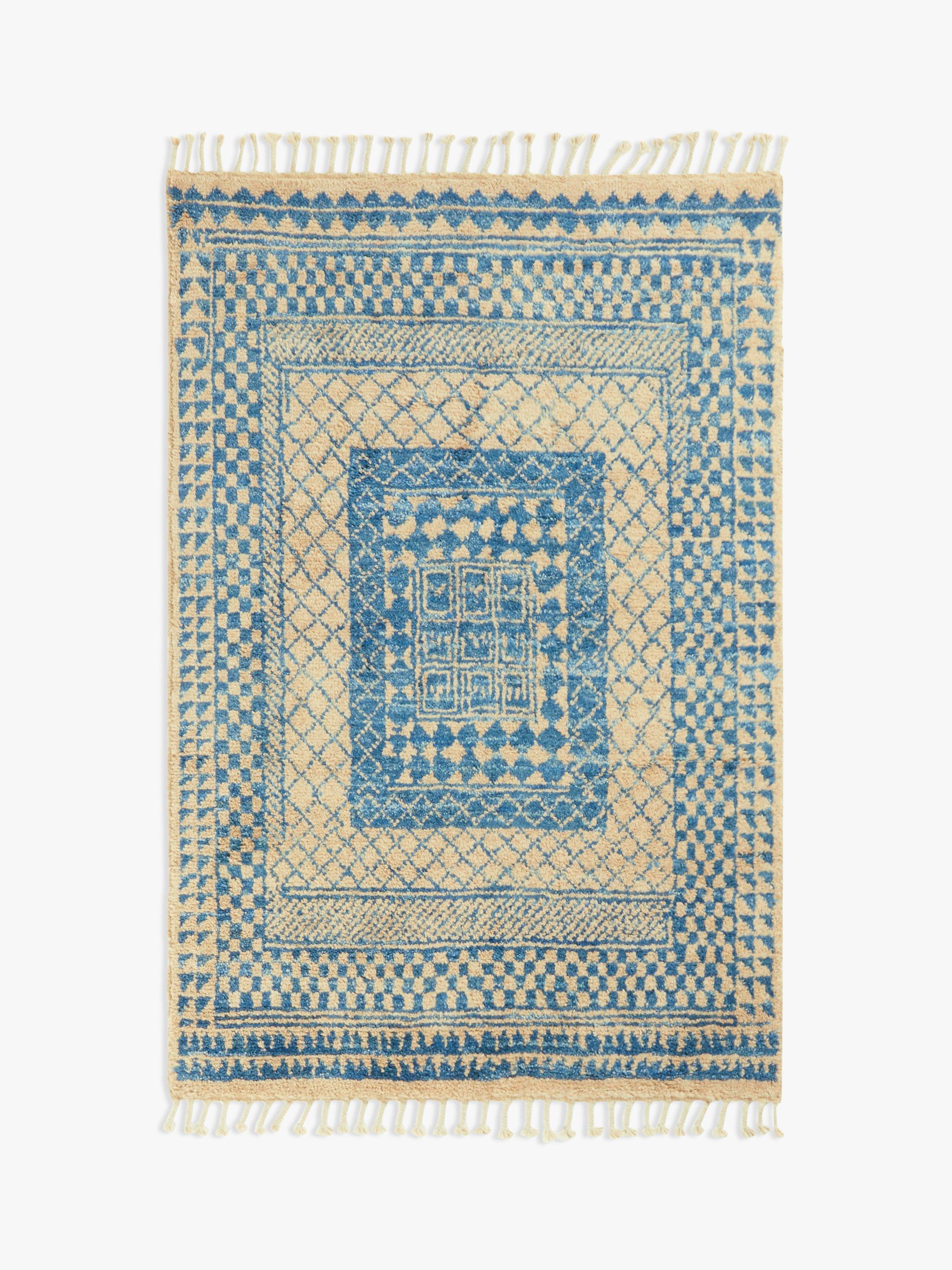 Gooch Luxury Hand Knotted Sitara Berber Rug, Blue, L180 x W120 cm