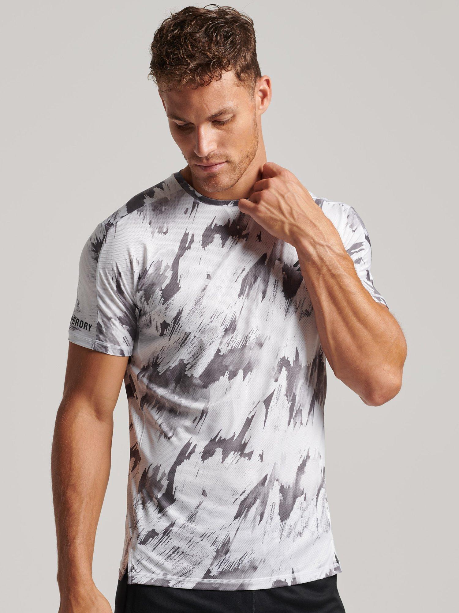 Superdry Run Short Sleeve Running Top, Brush Camo Ice