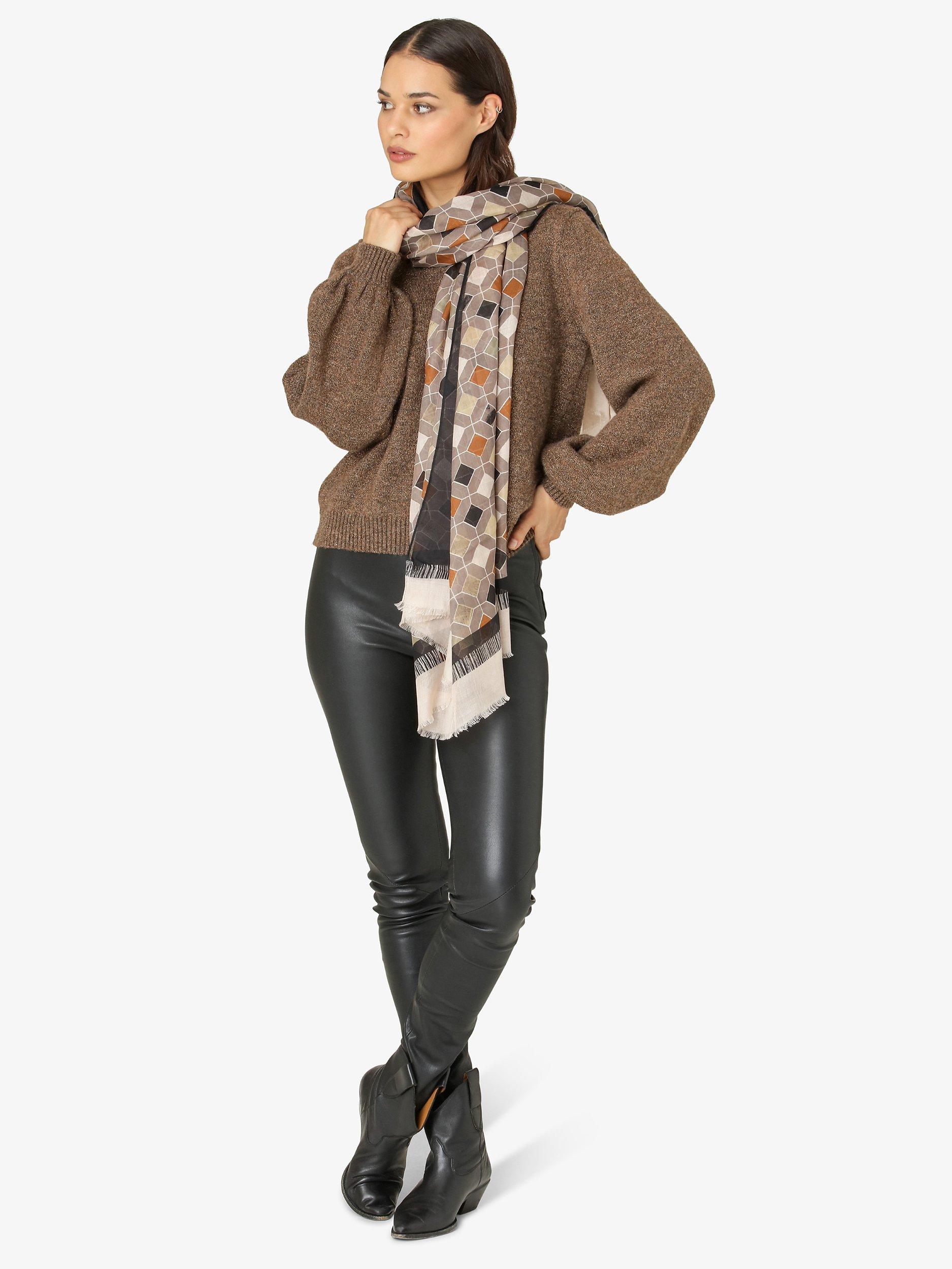 Unmade Copenhagen Sui Geometric Scarf, Print Grey/Brown, One Size