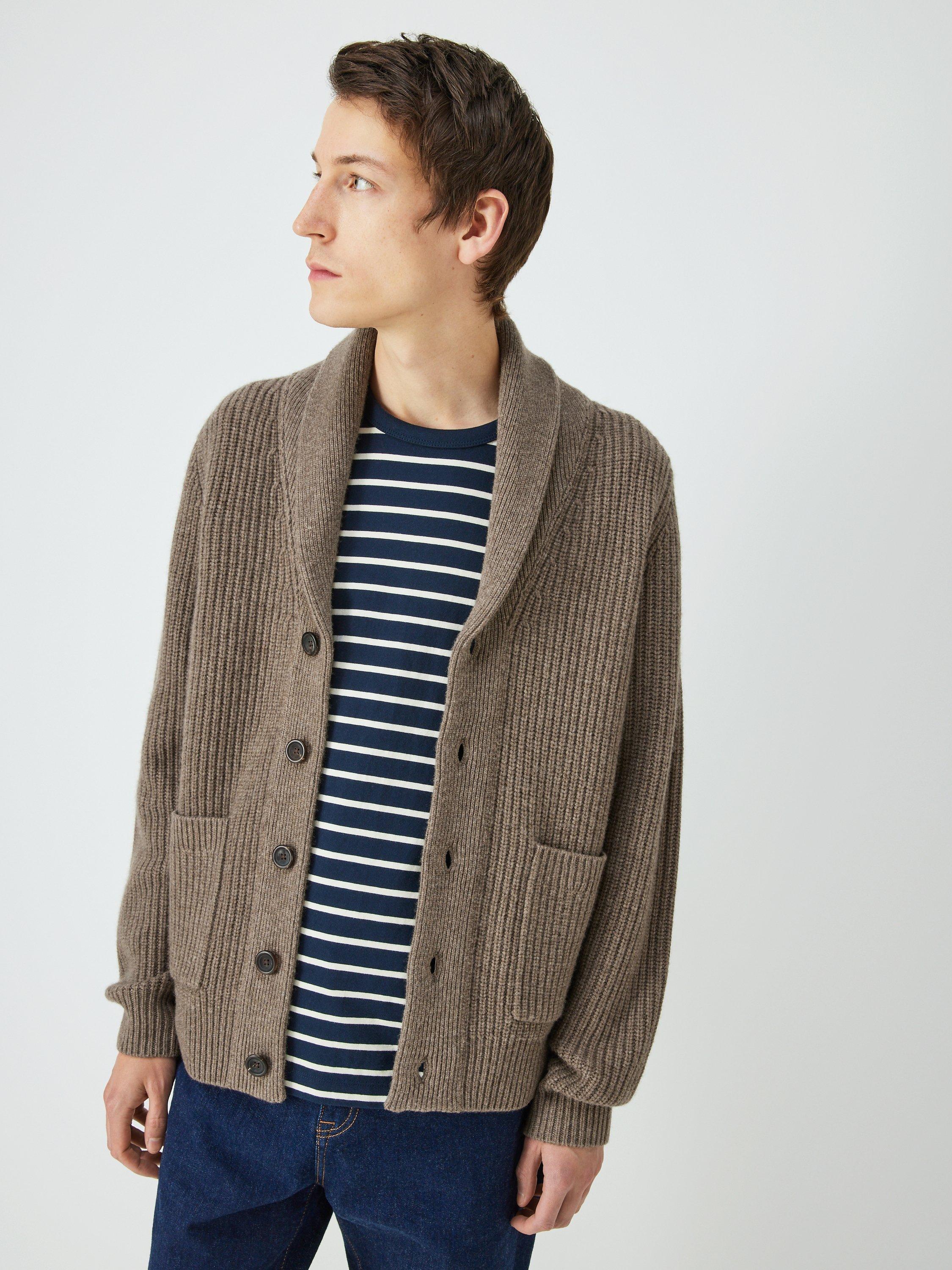 John Lewis Wool Cashmere Blend Shawl Neck Cardigan, Oatmeal