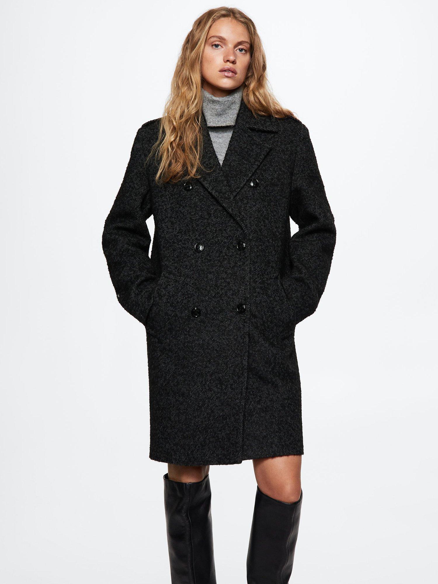 Mango navy coat best sale