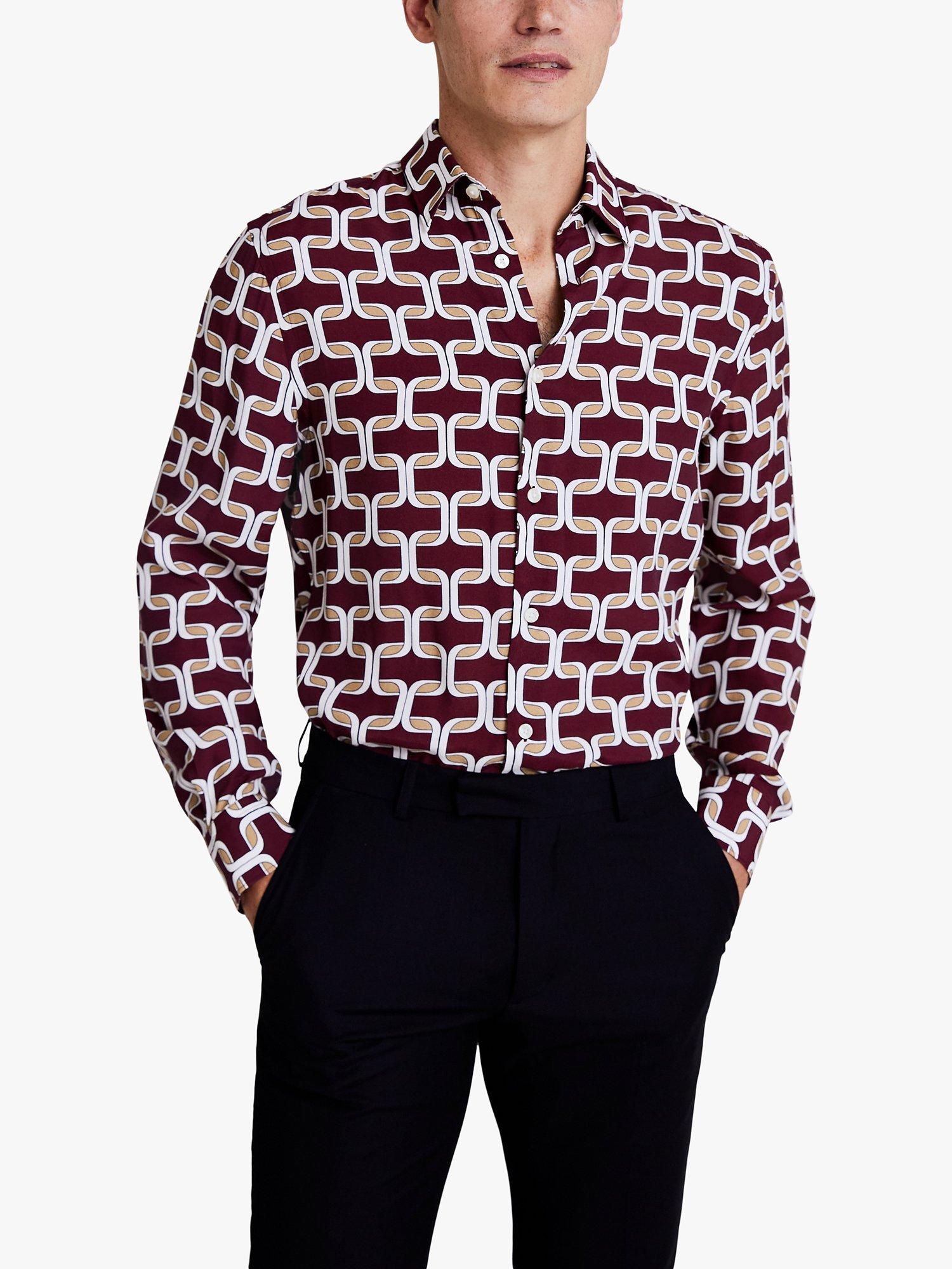 Moss Light Chain Print Shirt, Wine