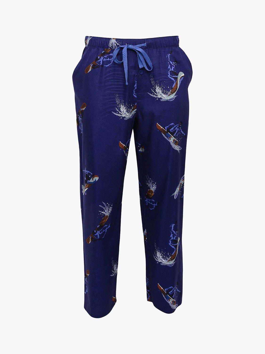 Product image 3 of 4, which shows Cyberjammies Jamie Snowboarder Print Lounge Pants, Navy Blue, S