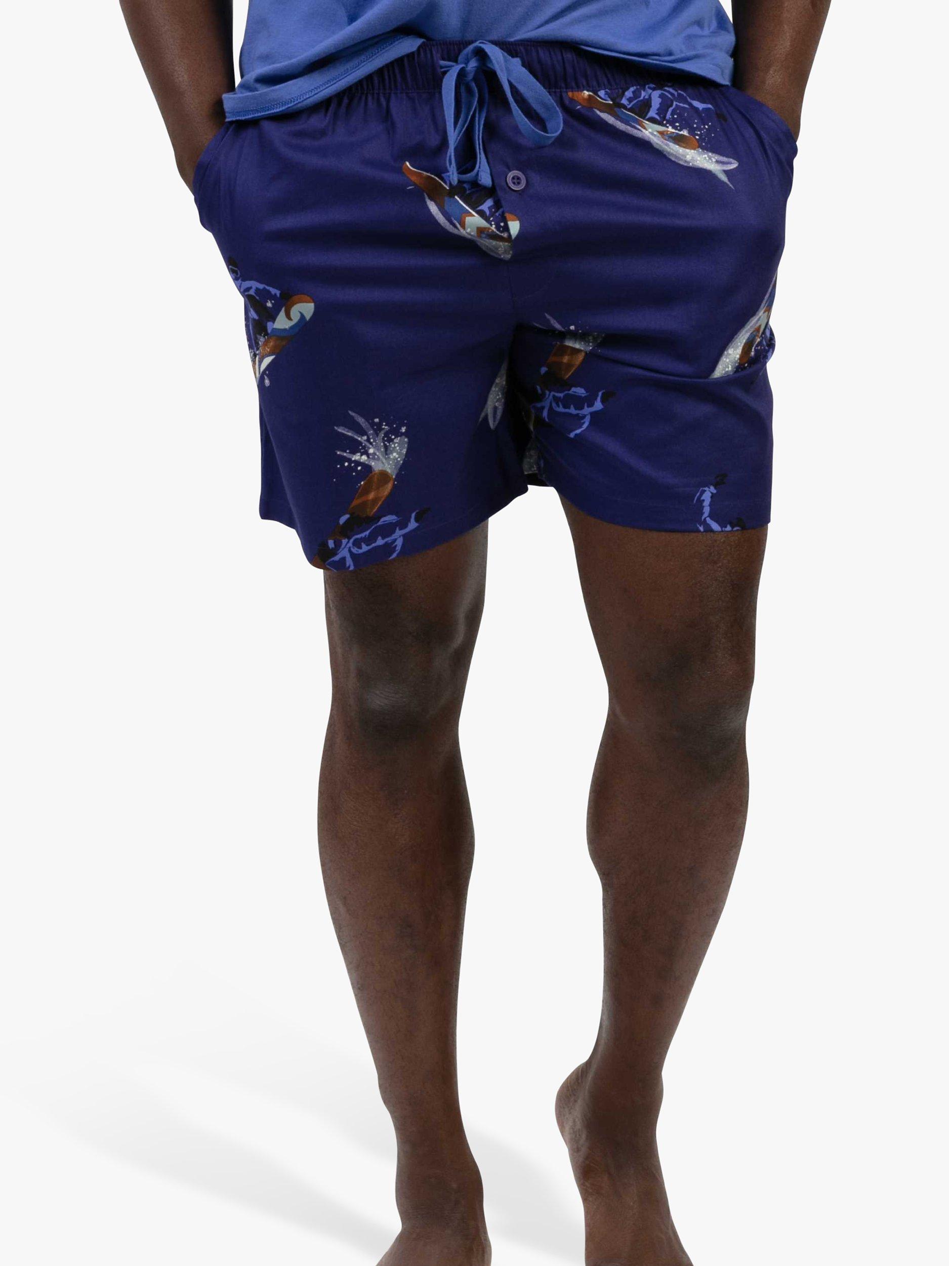 Product image 1 of 3, which shows Cyberjammies Jamie Snowboarder Print Pyjama Shorts, Navy Blue, S
