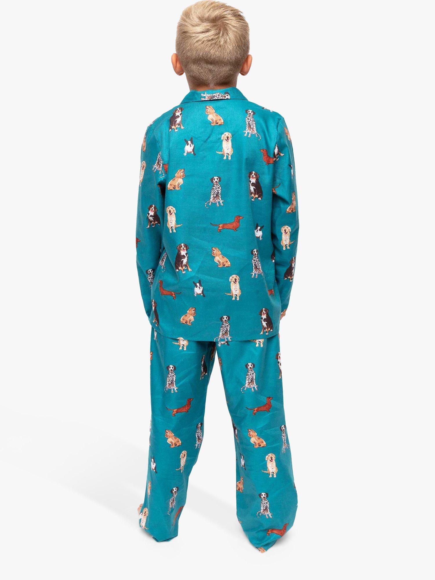 Product image 2 of 4, which shows Minijammies Kids' Coco Dog Print Pyjama Set, Dark Teal, 2-3 years