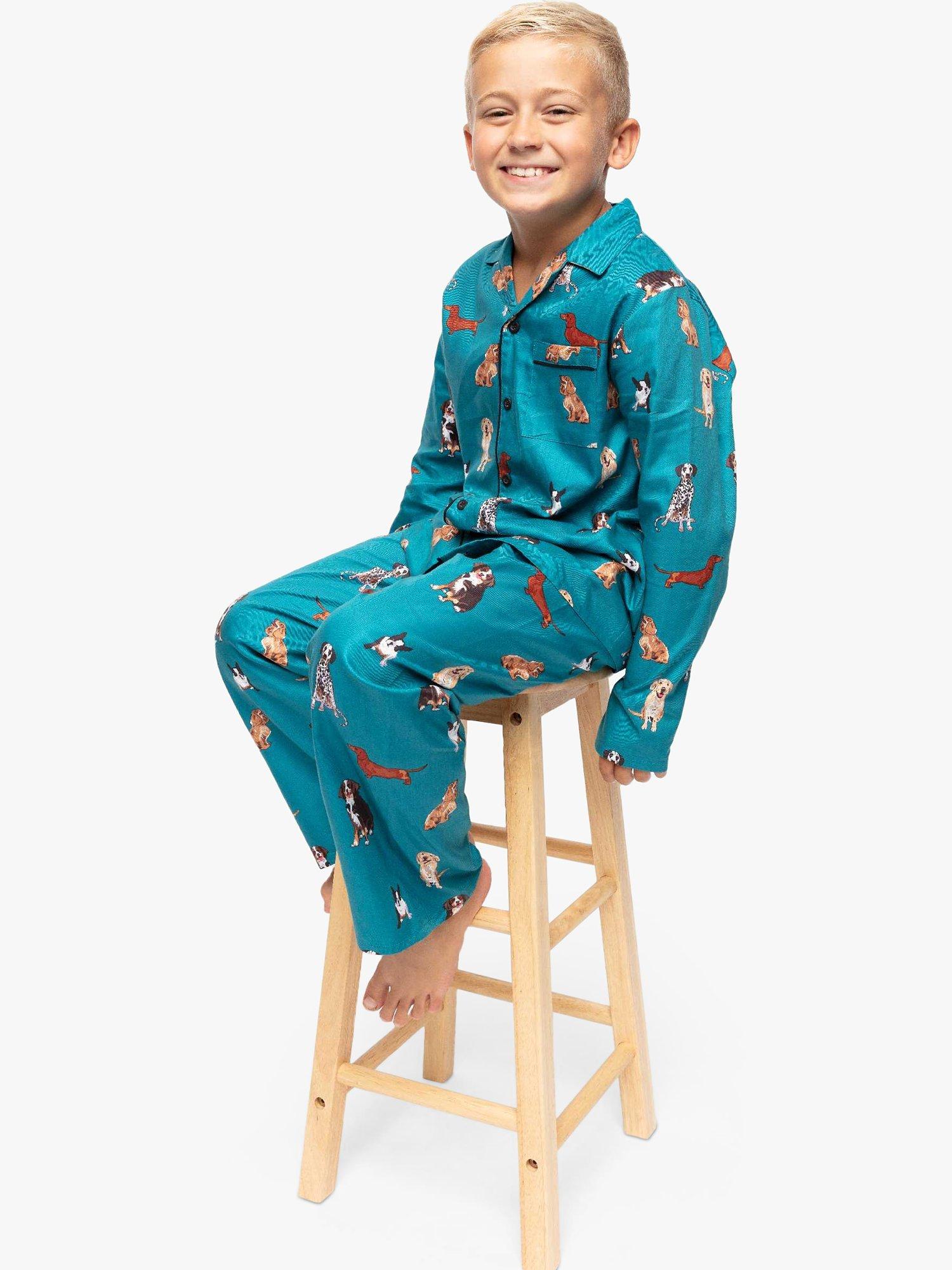 Product image 4 of 4, which shows Minijammies Kids' Coco Dog Print Pyjama Set, Dark Teal, 2-3 years