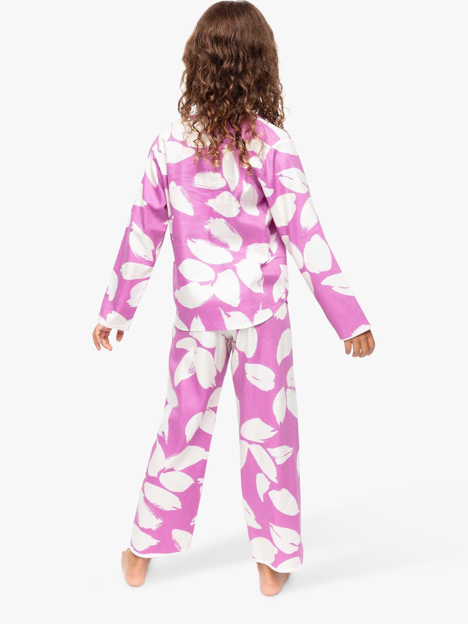Product image 2 of 4, which shows Minijammies Kids' Viola Petal Print Pyjama Set, Pink, 2-3 years