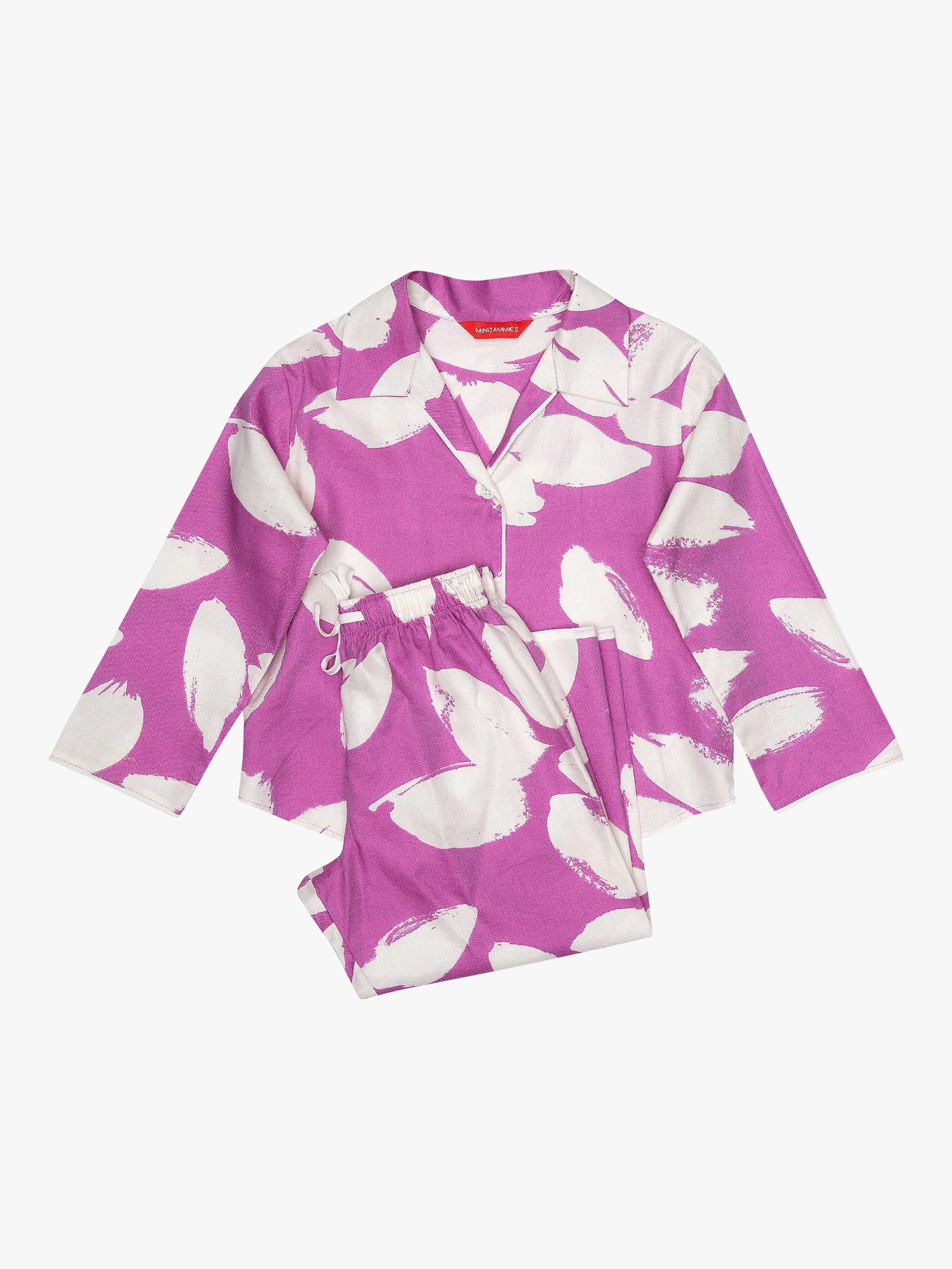 Product image 3 of 4, which shows Minijammies Kids' Viola Petal Print Pyjama Set, Pink, 2-3 years