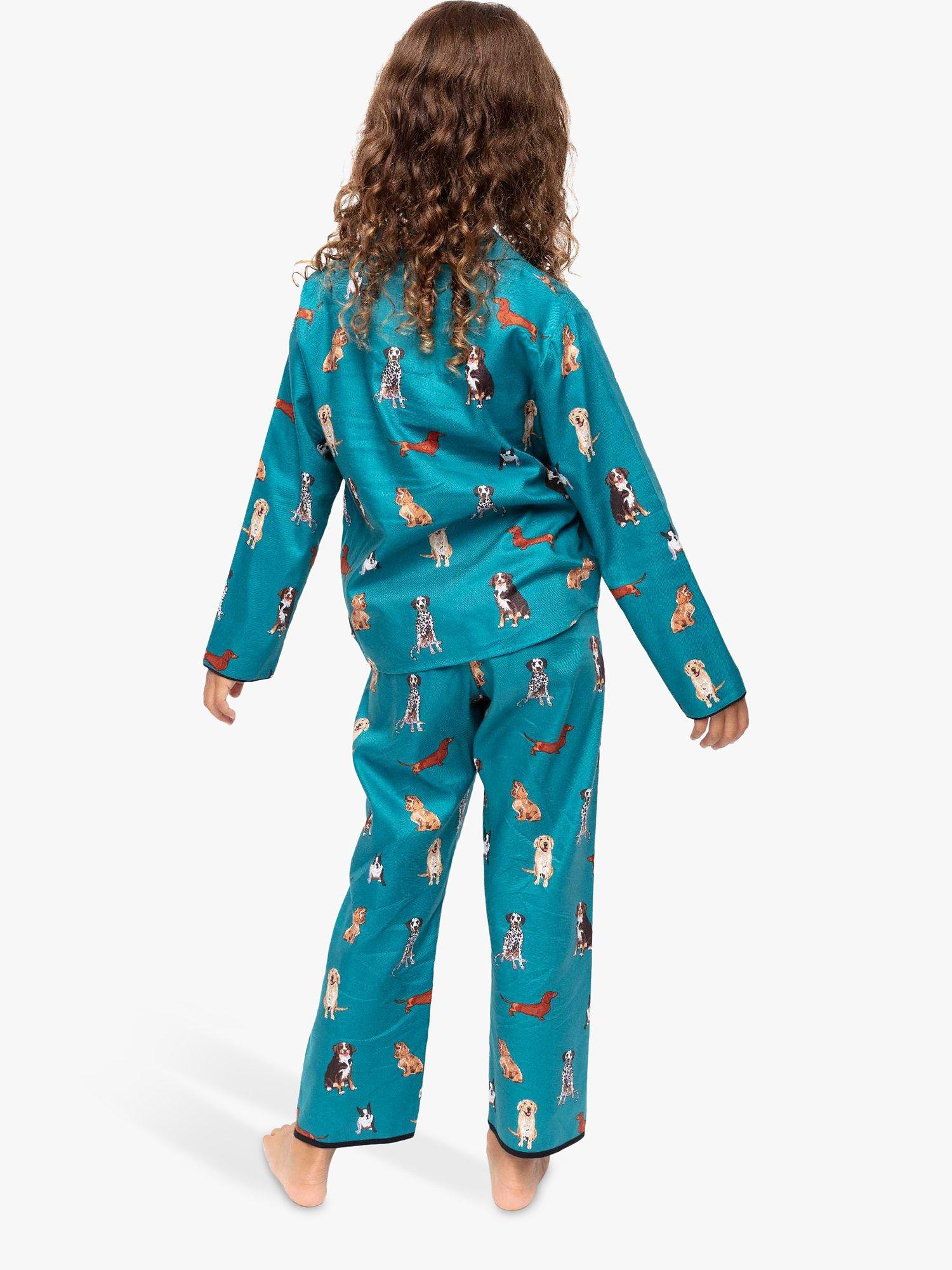 Product image 2 of 4, which shows Minijammies Kids' Coco Dog Print Pyjama Set, Dark Teal, 2-3 years