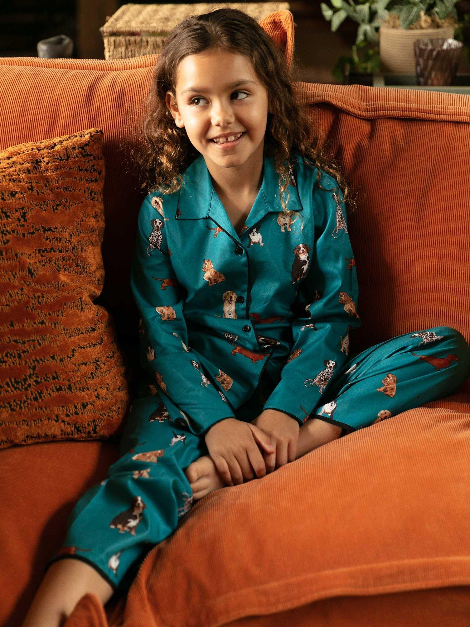 Product image 4 of 4, which shows Minijammies Kids' Coco Dog Print Pyjama Set, Dark Teal, 2-3 years