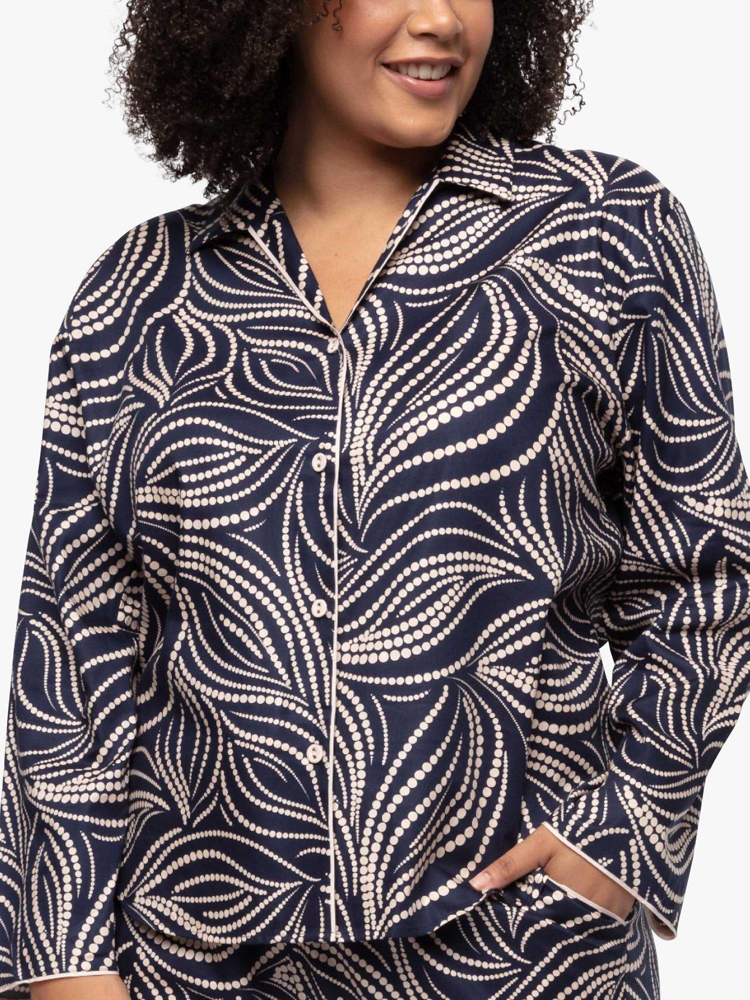 Product image 1 of 4, which shows Cyberjammies Estelle Spot Pyjama Top, Navy, 8