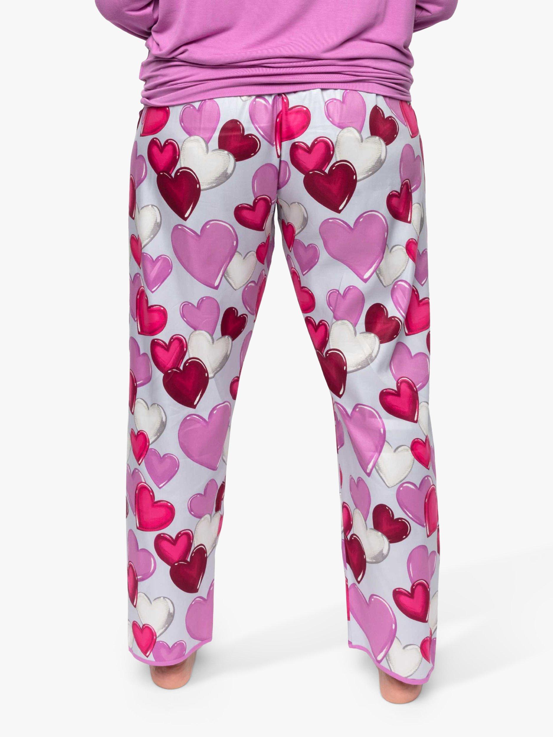 Product image 2 of 4, which shows Cyberjammies Heart Print Pyjama Bottoms, Grey/Multi, 8