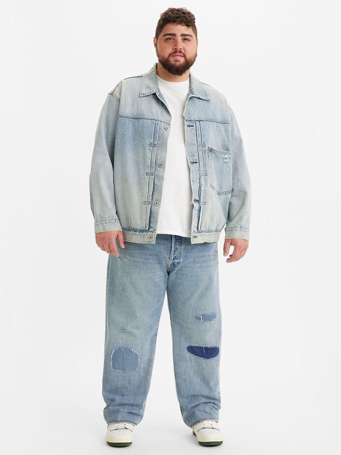 Levi's Big & Tall 501 Original Straight Jeans, Light Indigo Destructed