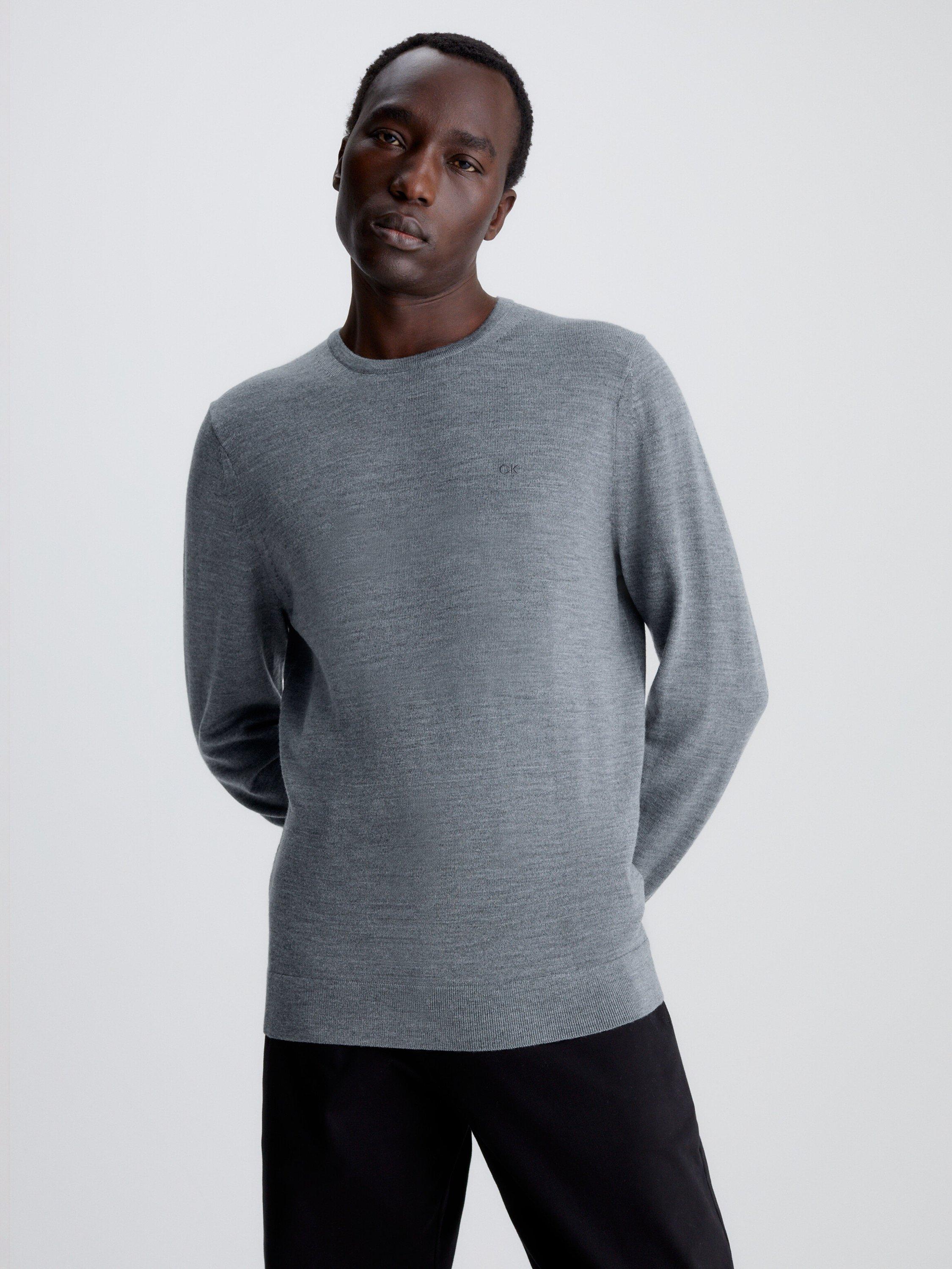 Calvin Klein Merino Wool Jumper Mid Grey Heather