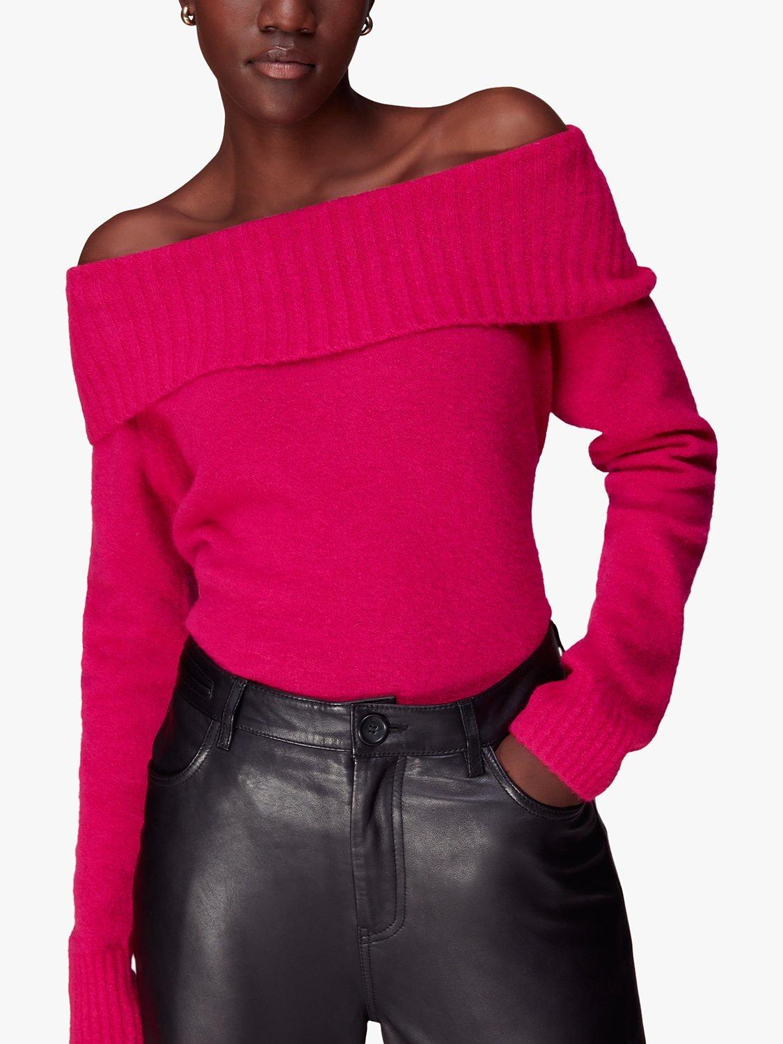Whistles Bardot Wool Blend Jumper, Pink