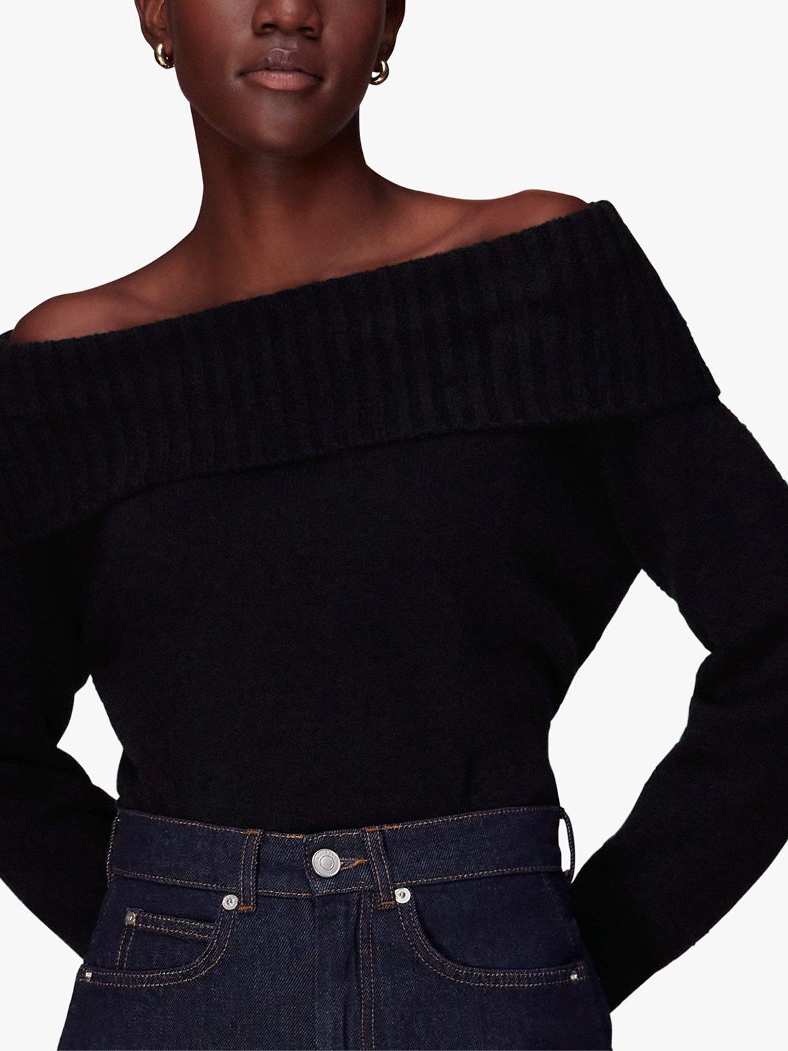 Whistles Bardot Wool Blend Jumper, Black