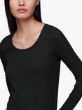 Whistles Ribbed Scoop Neck Top, Black