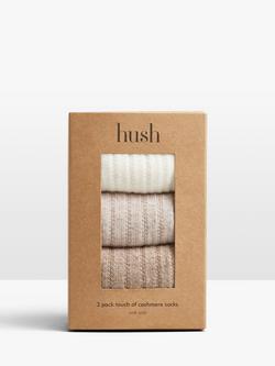 HUSH Murica Ribbed Cashmere Blend Ankle Socks, Pack of 3, Beige