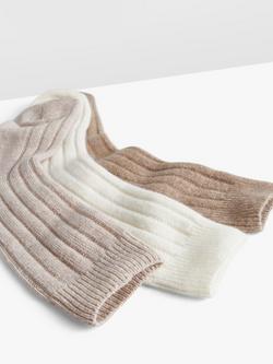 HUSH Murica Ribbed Cashmere Blend Ankle Socks, Pack of 3 - view 2, Beige