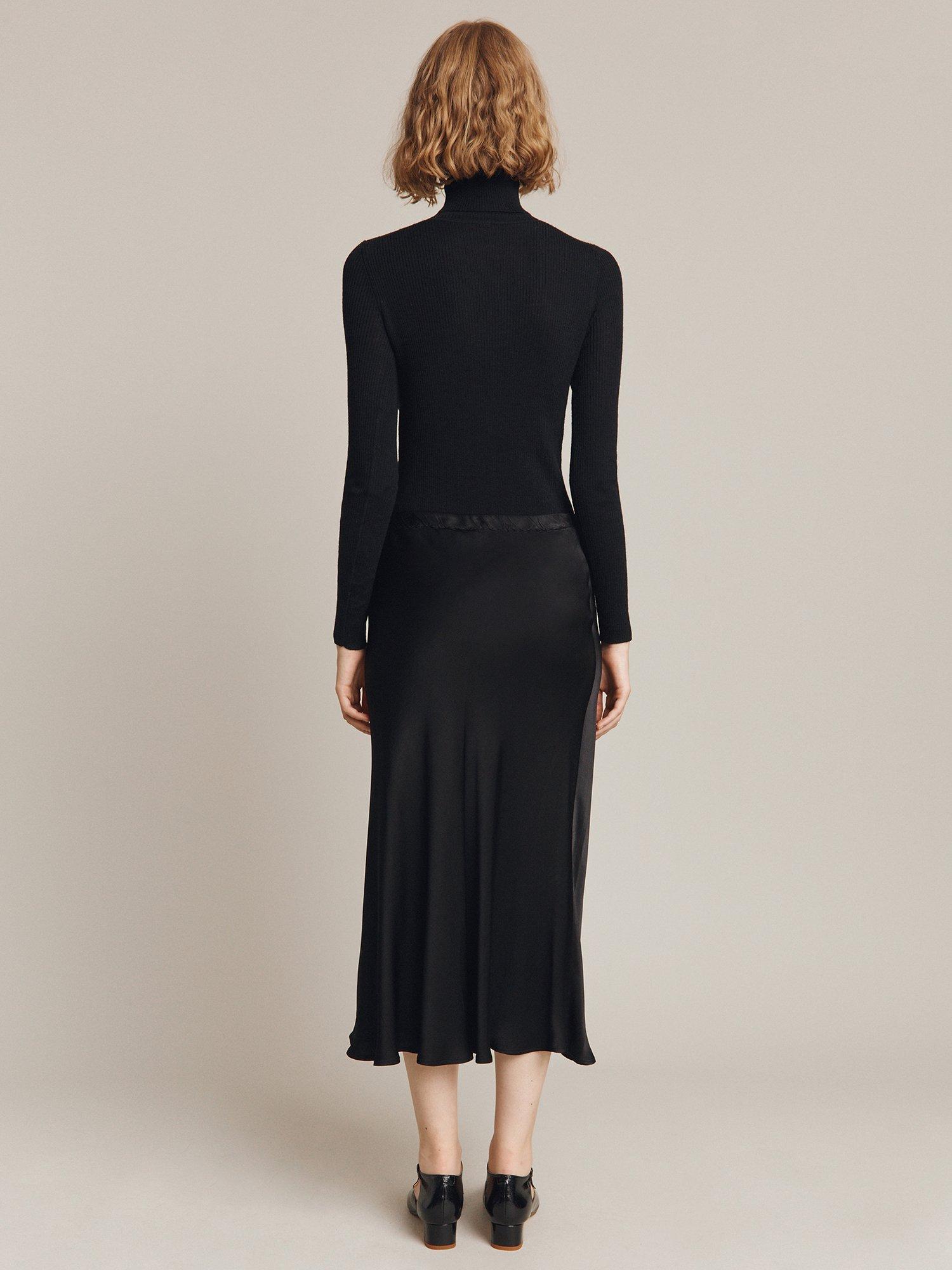 Product image 2 of 5, which shows Ghost Luna Satin Midi Skirt, Black, S