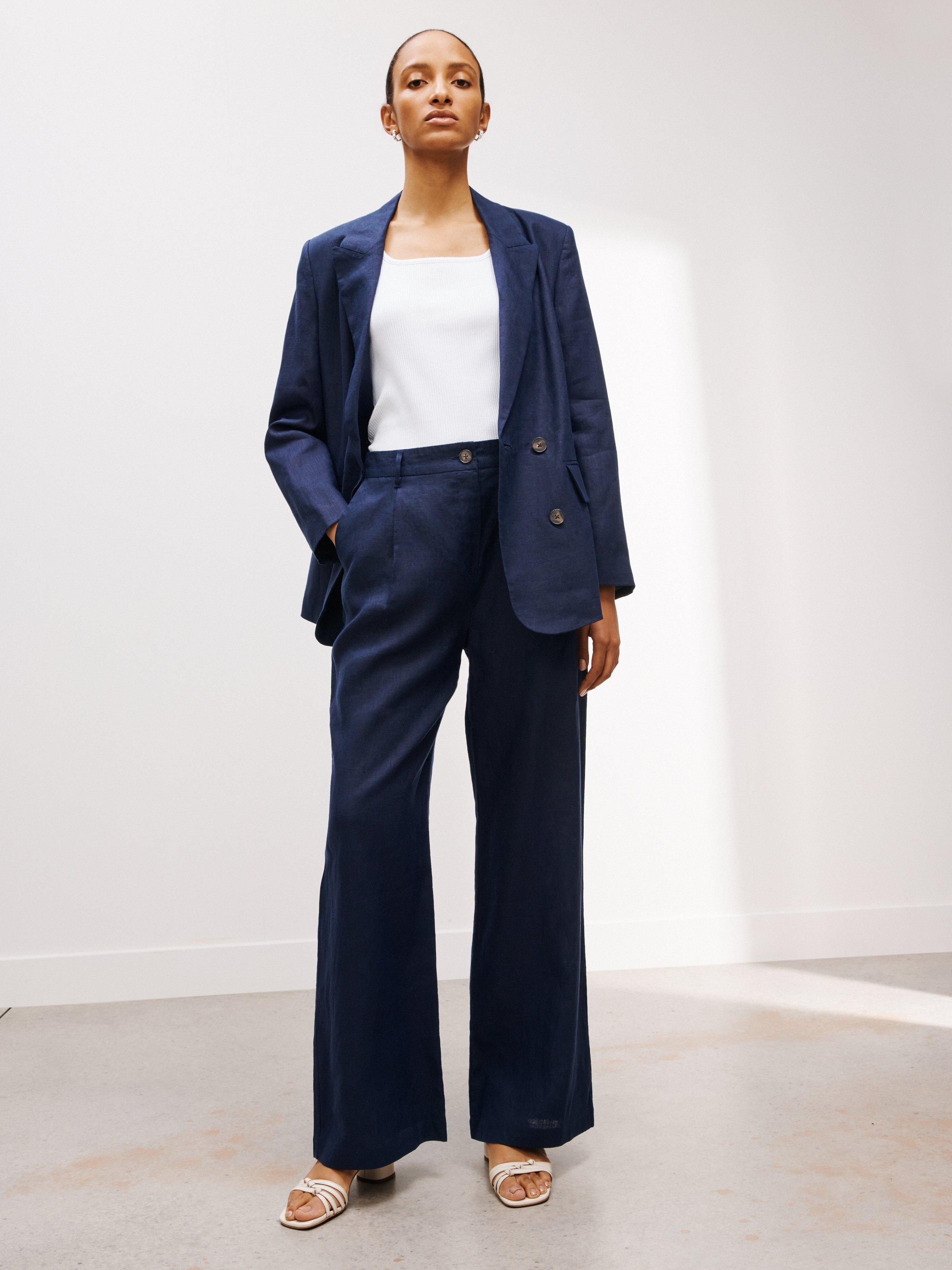 John Lewis Linen Trousers, Navy