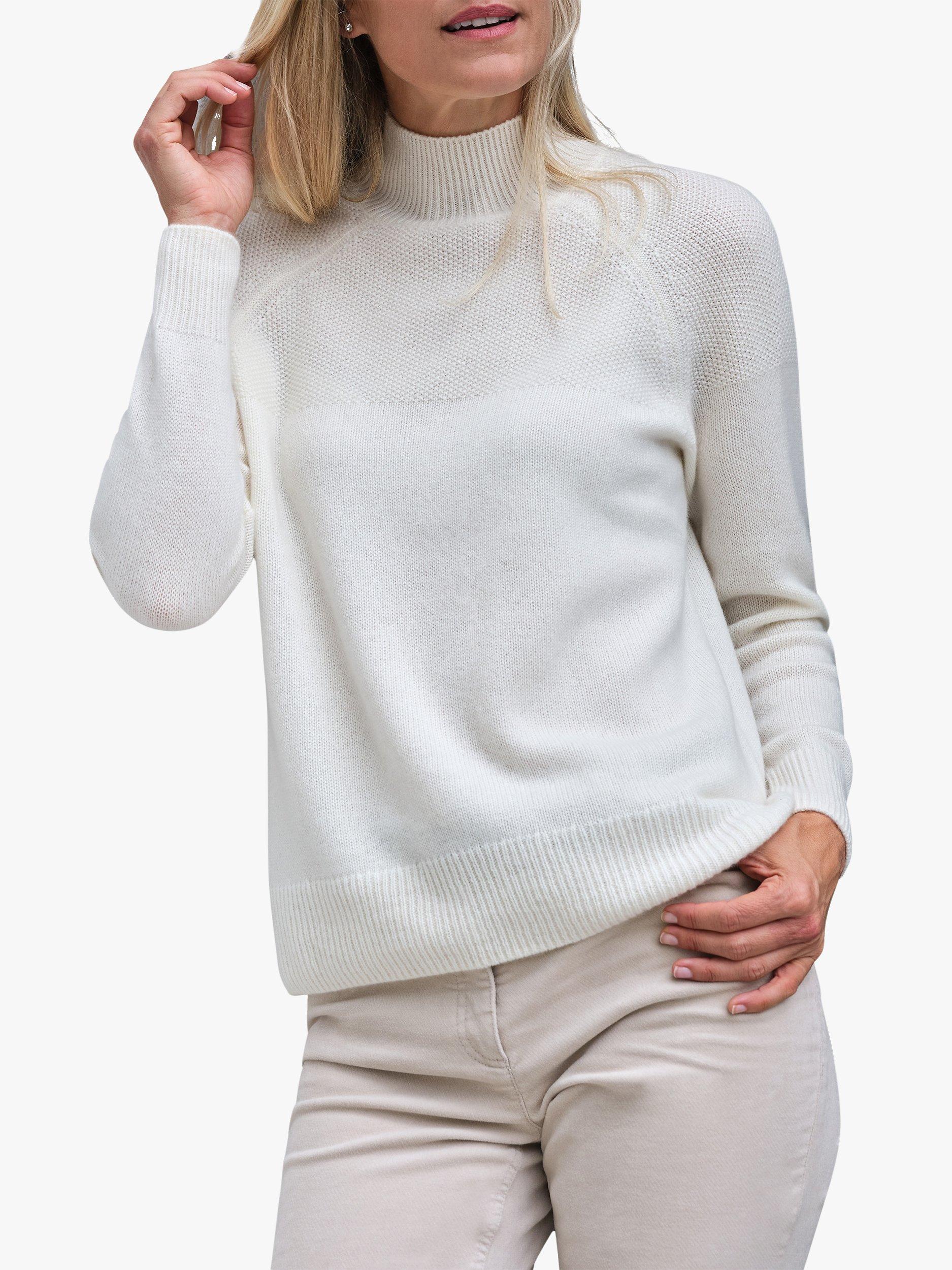 Product image 1 of 3, which shows Pure Collection Turtle Neck Cashmere Jumper, Soft White, 10