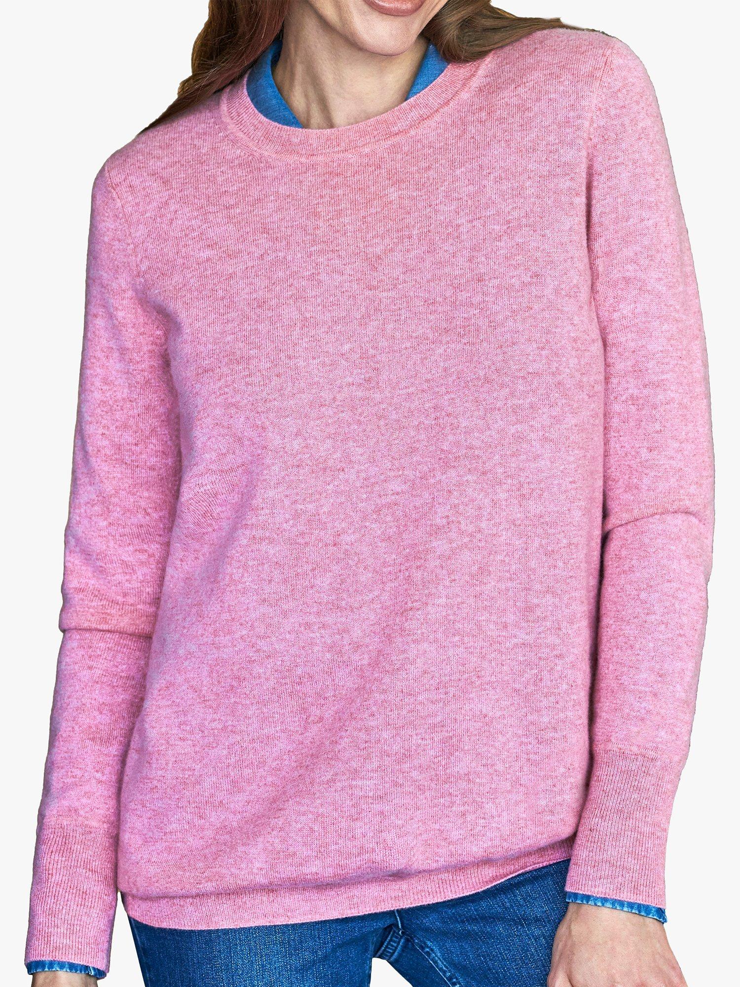 Product image 1 of 2, which shows Pure Collection Crew Neck Cashmere Jumper, Heather Pink, 8