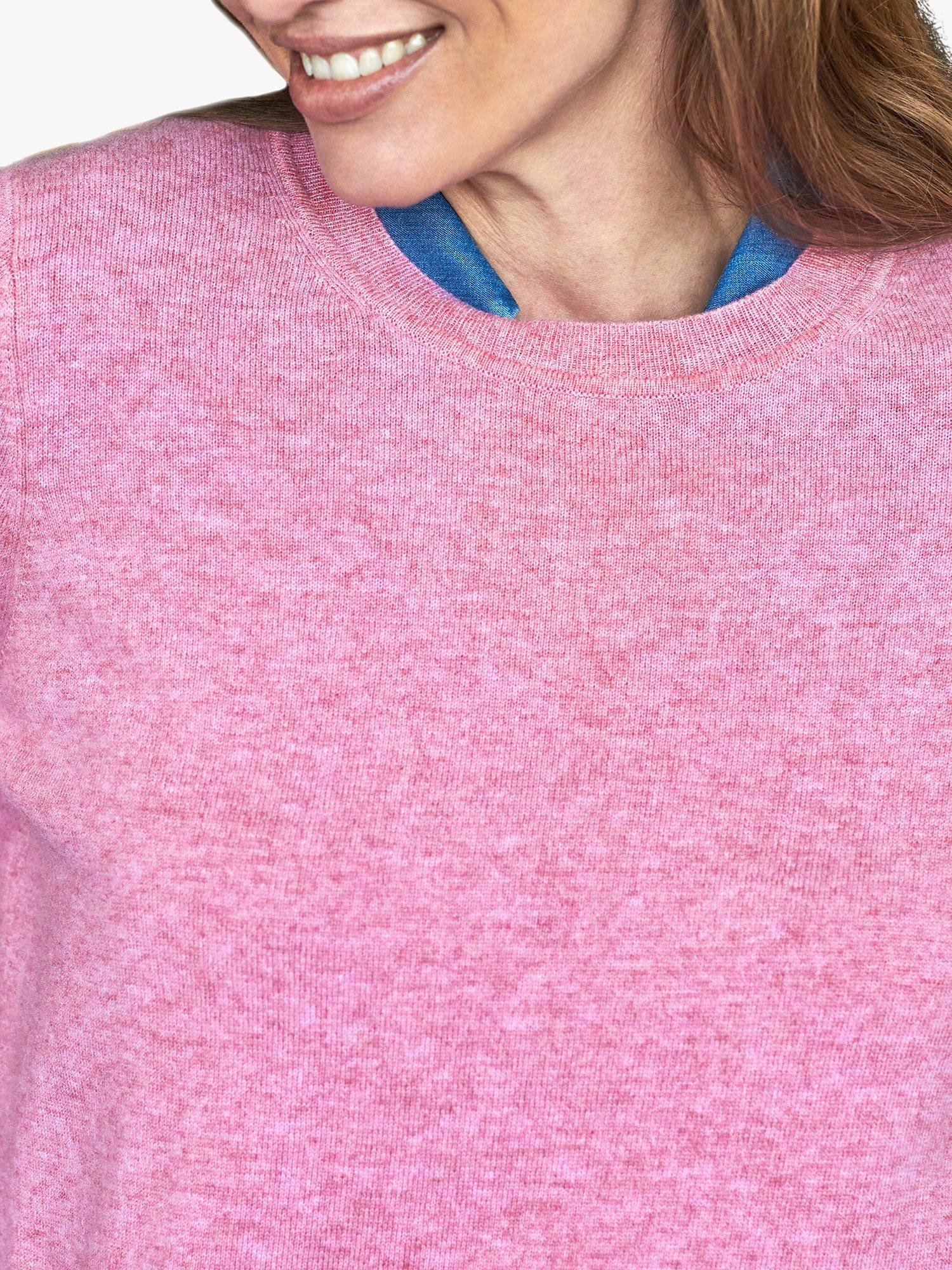 Product image 2 of 2, which shows Pure Collection Crew Neck Cashmere Jumper, Heather Pink, 8