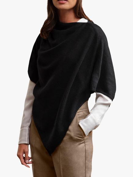 Pure Collection Gassa Cashmere Poncho, Black