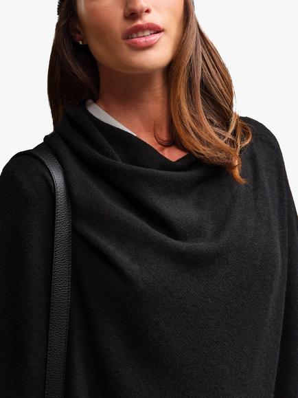Pure Collection Gassa Cashmere Poncho - view 2, Black