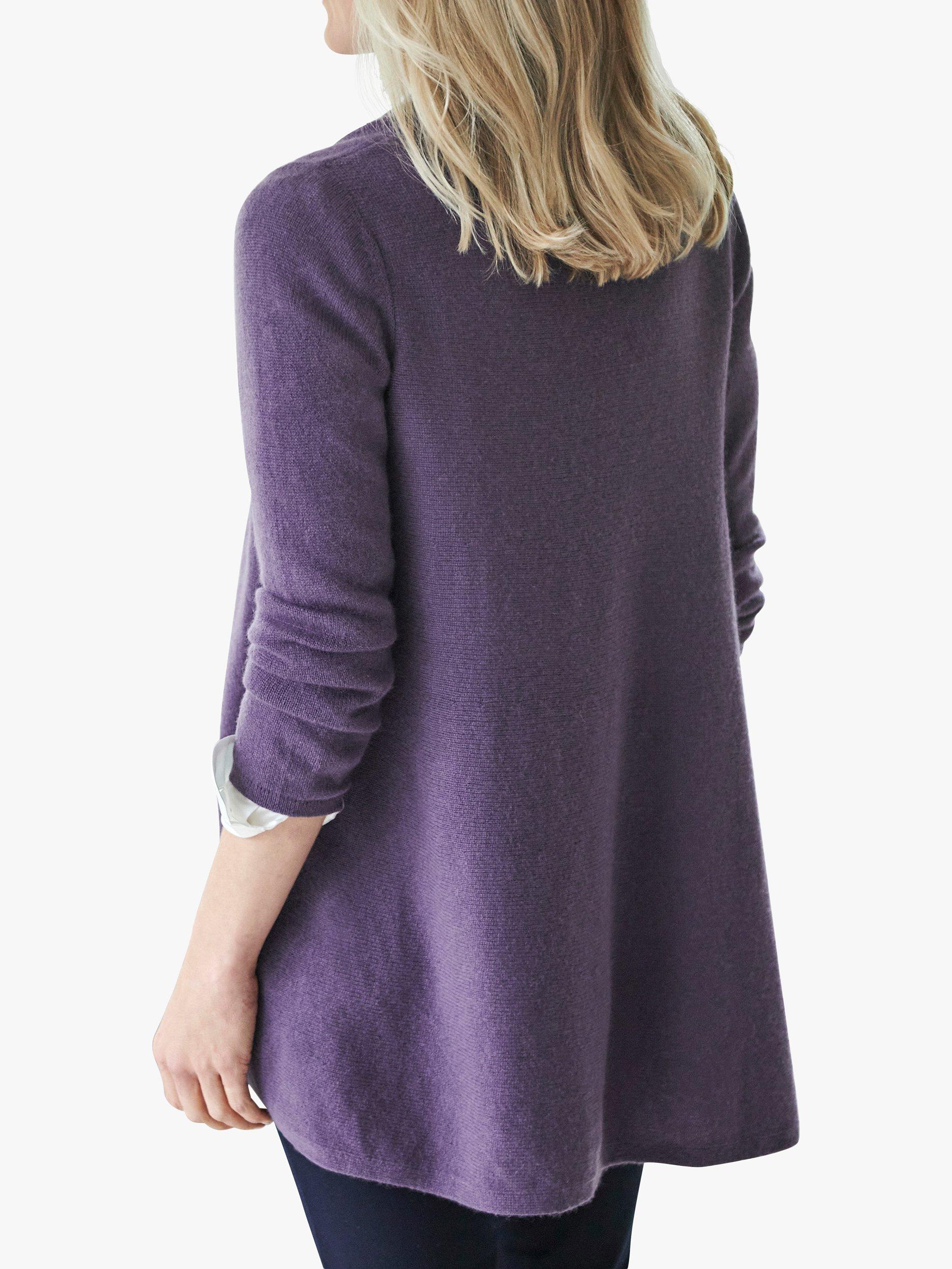 Product image 2 of 3, which shows Pure Collection Cas Swing Cashmere Cardigan, Purple Heather, S