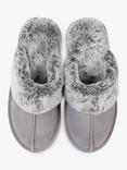 HotSquash Suede and Leather Slip-On Slippers, Silver Grey