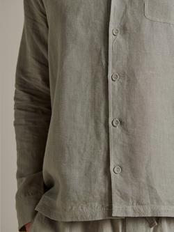 Bedfolk 100% Linen Men’s Lounge Shirt - view 2, Moss