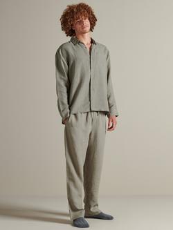 Bedfolk 100% Linen Men’s Lounge Trousers, Moss