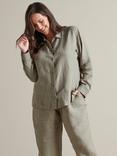 Bedfolk 100% Linen Women’s Lounge Shirt, Moss