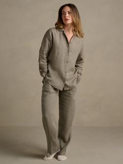 Bedfolk 100% Linen Women’s Lounge Shirt, Moss