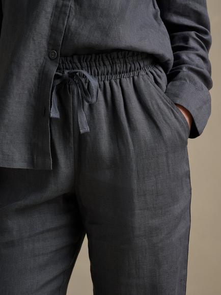 Bedfolk 100% Linen Women’s Lounge Trousers - view 2, Ink