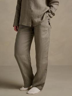 Bedfolk 100% Linen Women’s Lounge Trousers, Khaki