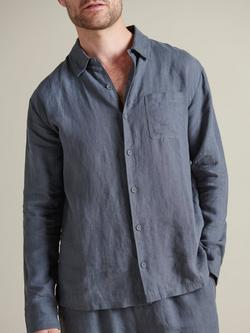 Bedfolk 100% Linen Men’s Lounge Shirt - view 2, Ink