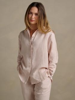 Bedfolk 100% Linen Women’s Lounge Shirt, Rose