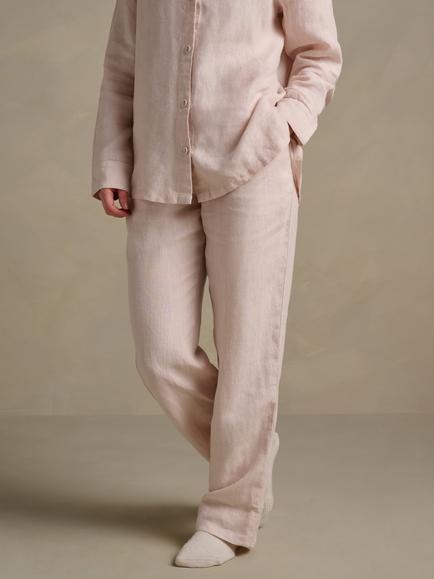 Bedfolk 100% Linen Women’s Lounge Trousers, Rose